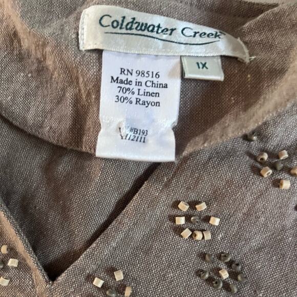 Y2K Linen Beaded Lagenlook Boho Tunic TopWomens Size 1X  Euro Summer Scandi - Picture 6 of 6